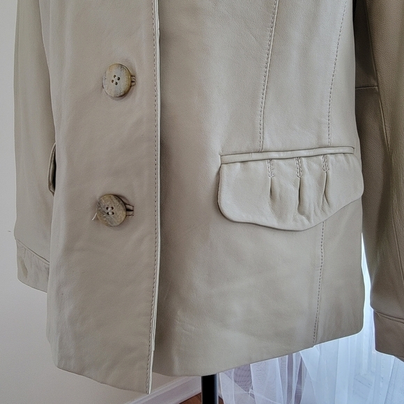 BRADLEY Bayou Cream Leather Jacket Size Large EUC - Picture 2 of 10